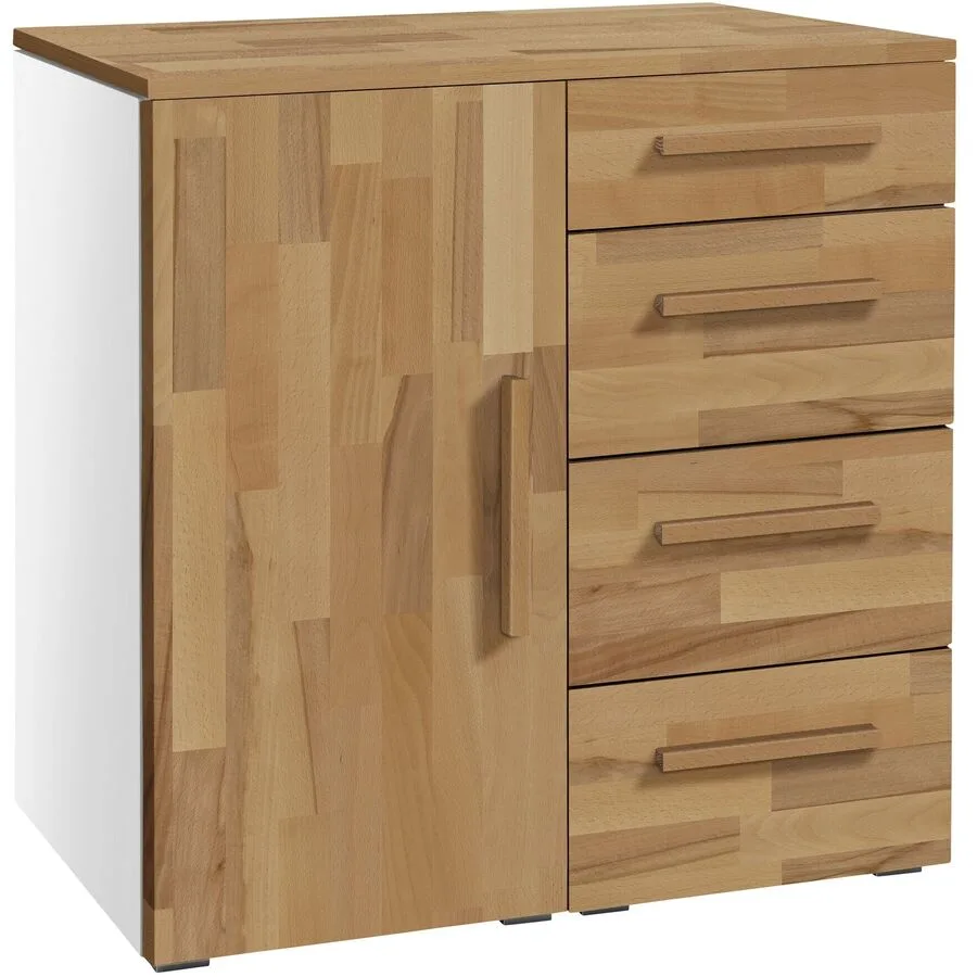 Hasena Kommode Jenni weiss/Kernbuche Holz/MDF B 90 H 86 cm
