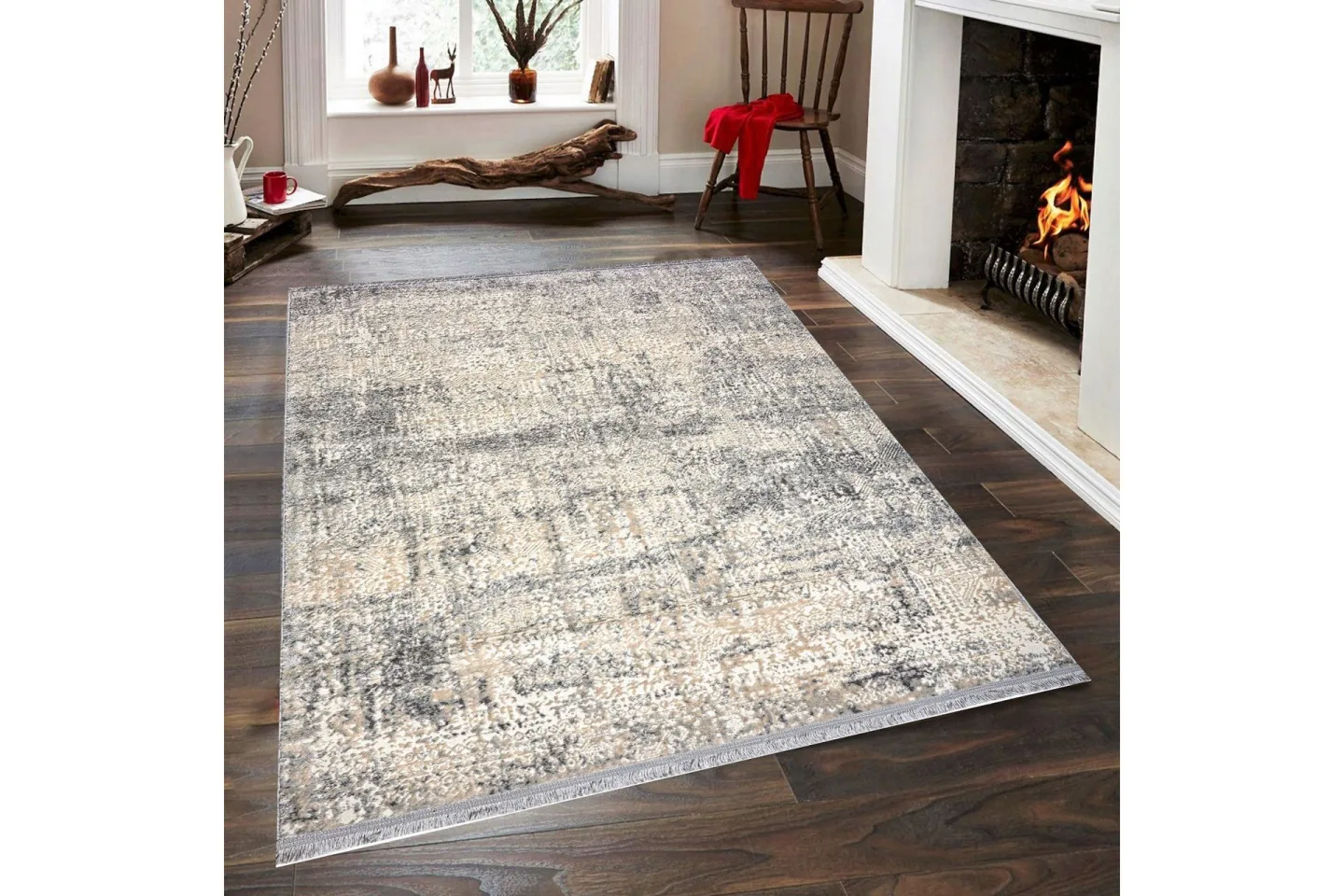 Naveena Gångmatta 80x150 cm Rektangulär - Grå/Beige/Creme