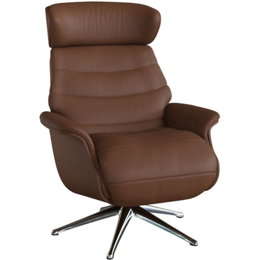 Relaxsessel Cam kastanie Leder T 88 B 83 H 113 cm