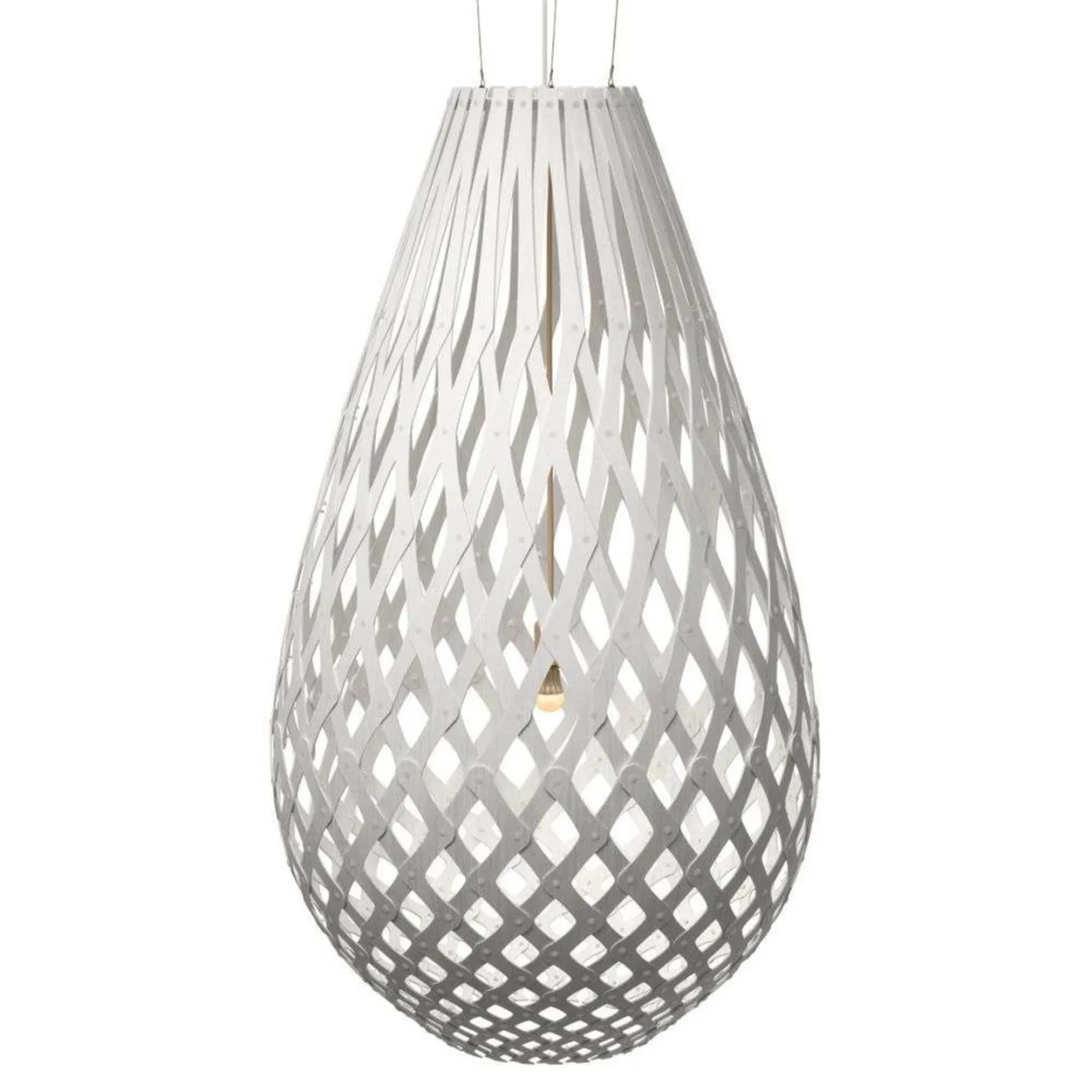 Koura Pendelleuchte H160 Weiß 2 Seiten - David Trubridge - Wohnzimmer - Bambus
