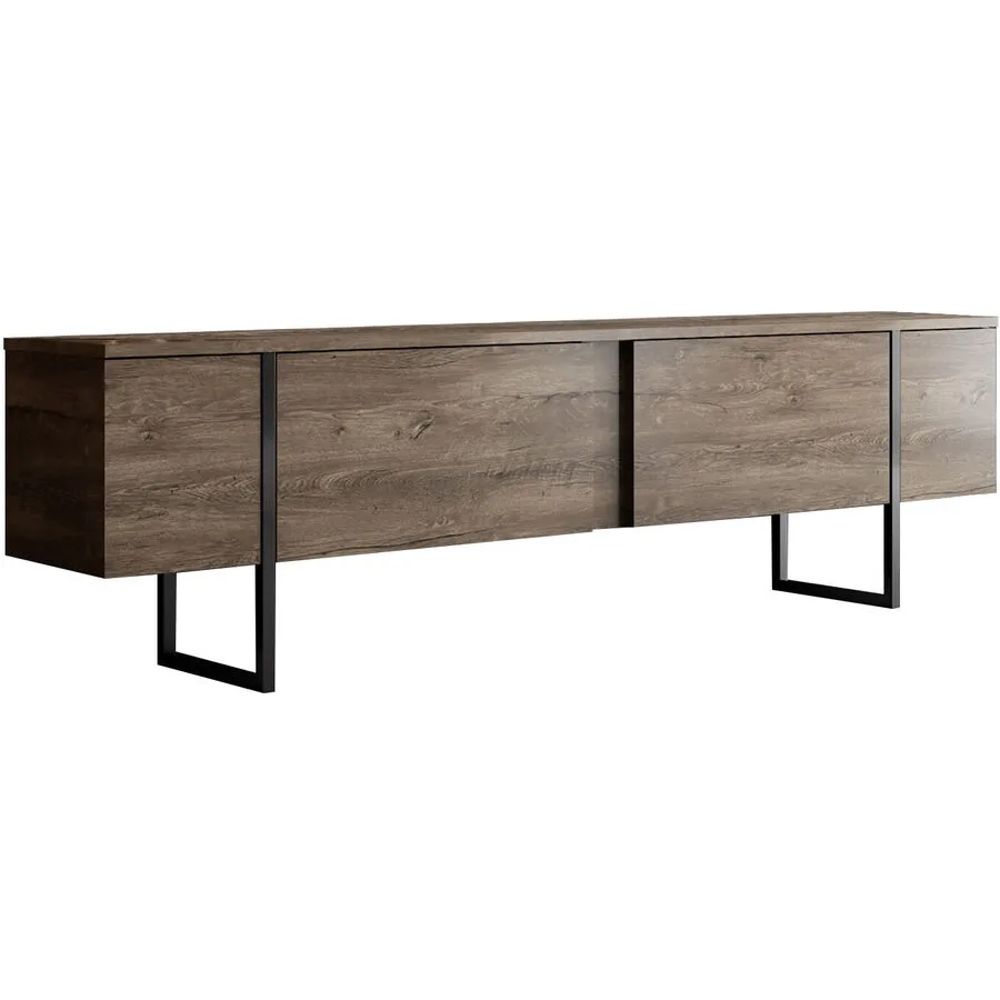 TV-Möbel Yasam Walnuss Melaminbeschichtete Spanplatte B 180 cm 30 kg