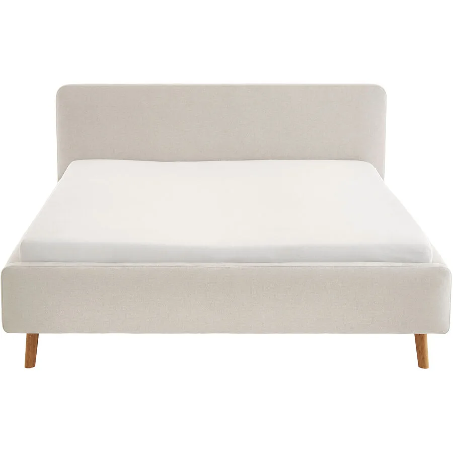 Bett Senja elfenbein Stoff 160 x 200 cm