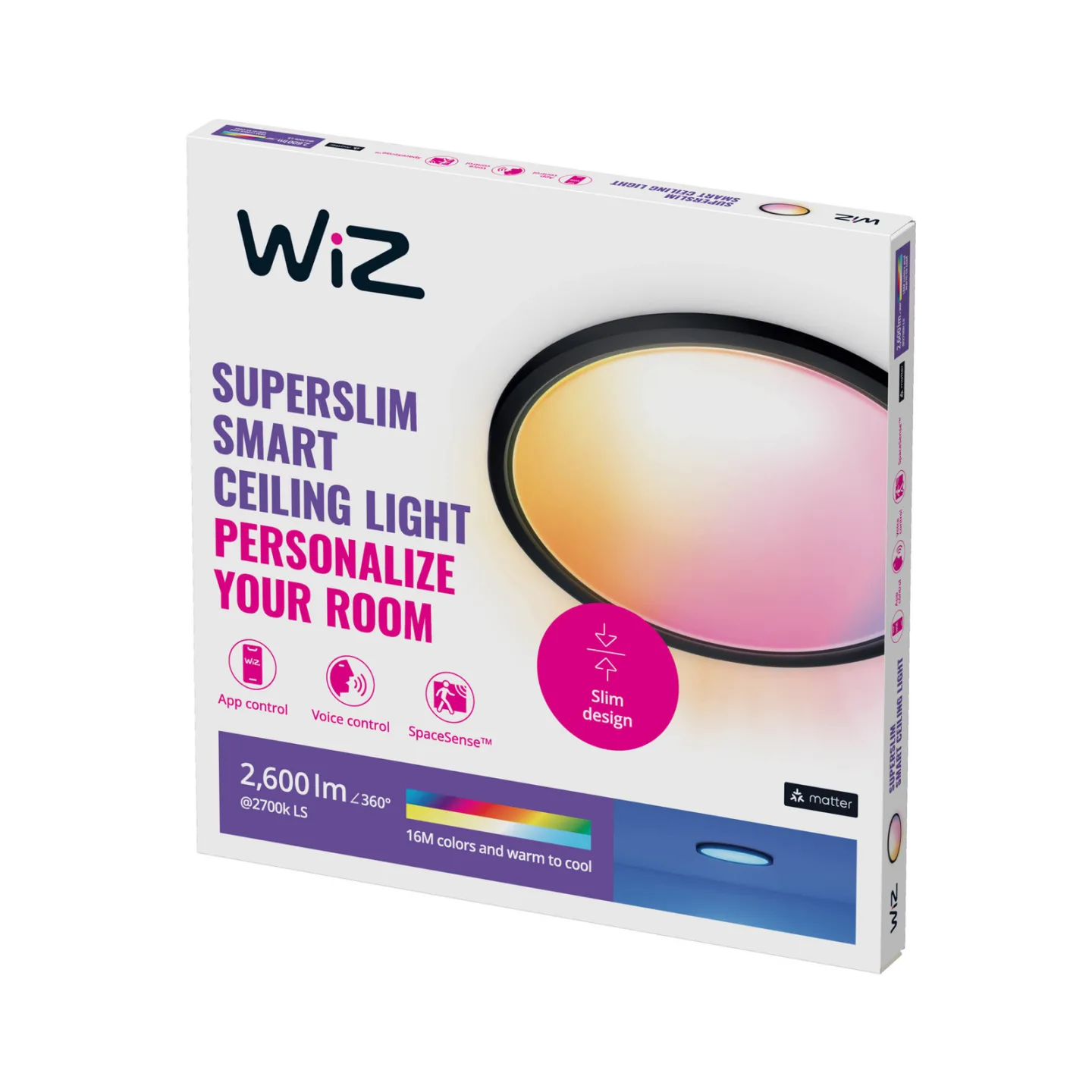 SuperSlim WiZ Deckenleuchte RGB 42 cm Black - WiZ - Wohnzimmer - Modern - Kunststoff - Rund