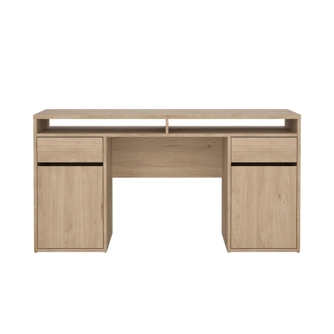FunctionPlus Schreibtisch 2 Türen 2 Schubladen Nussbaum dekor.