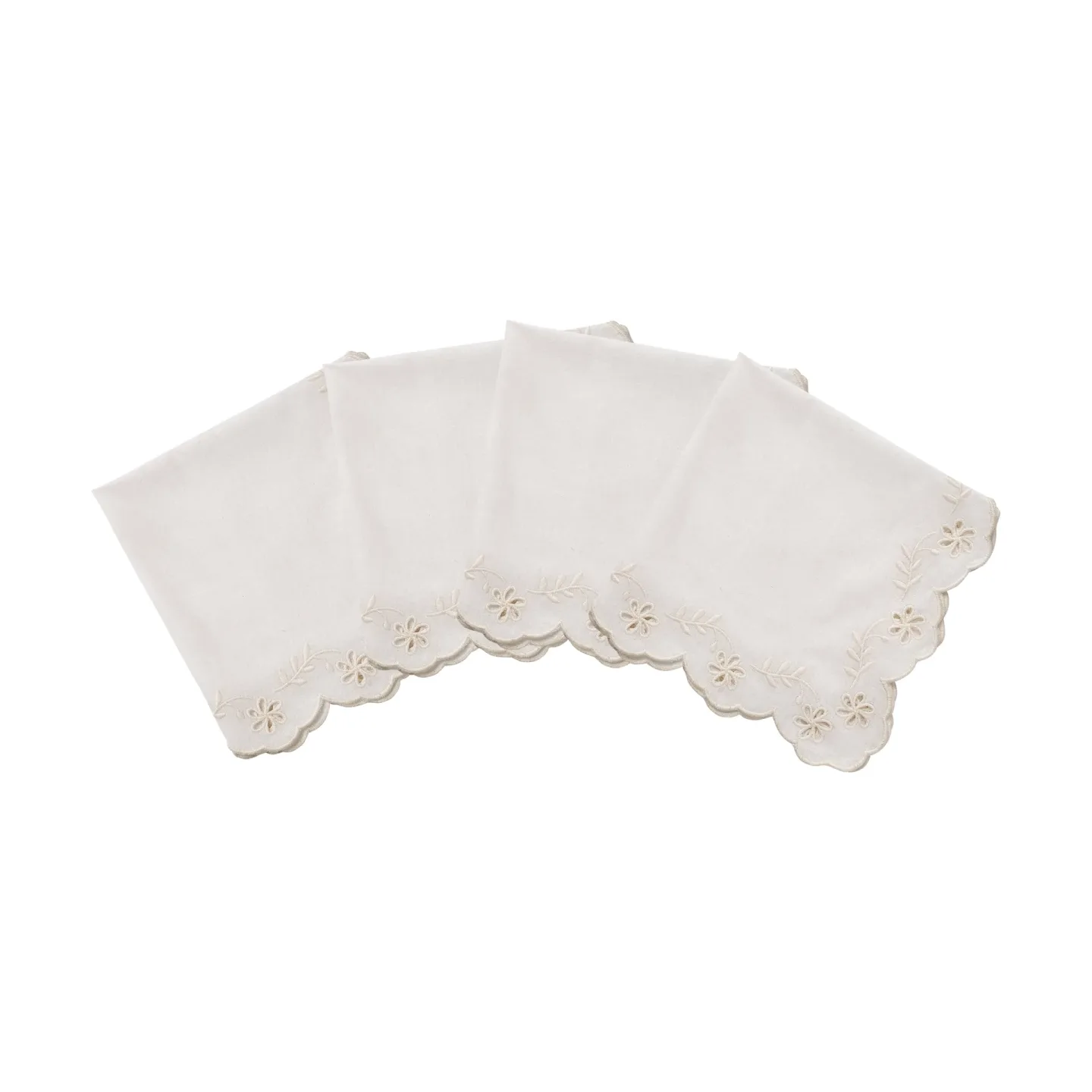 Pick a Poppy Lace Baumwollserviette Offwhite, 4er-Pack, 45x45 cm