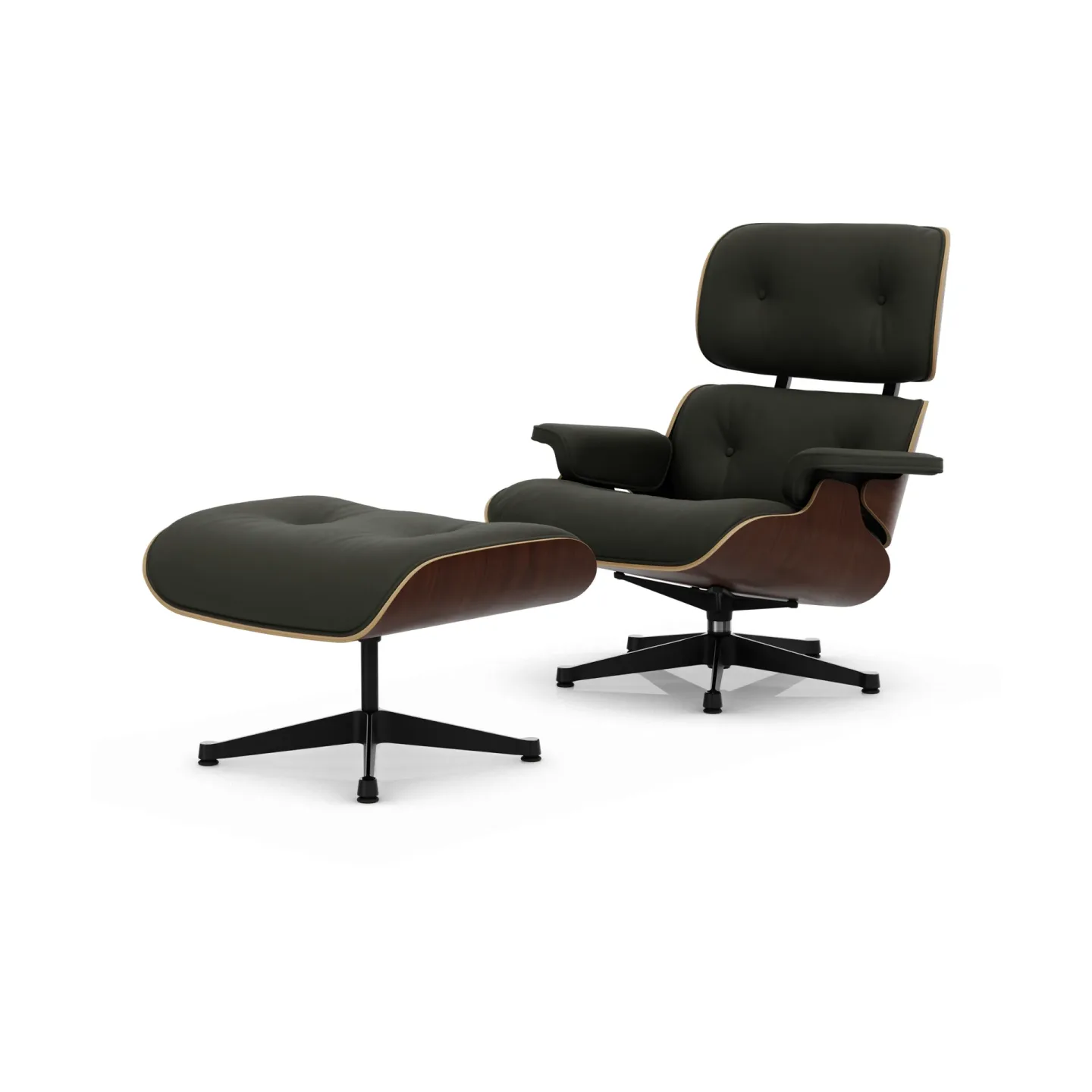 Vitra Eames Lounge Chair & Ottoman new dimensions 61 Umbra grey-32 walnut dark-pol. steel-black
