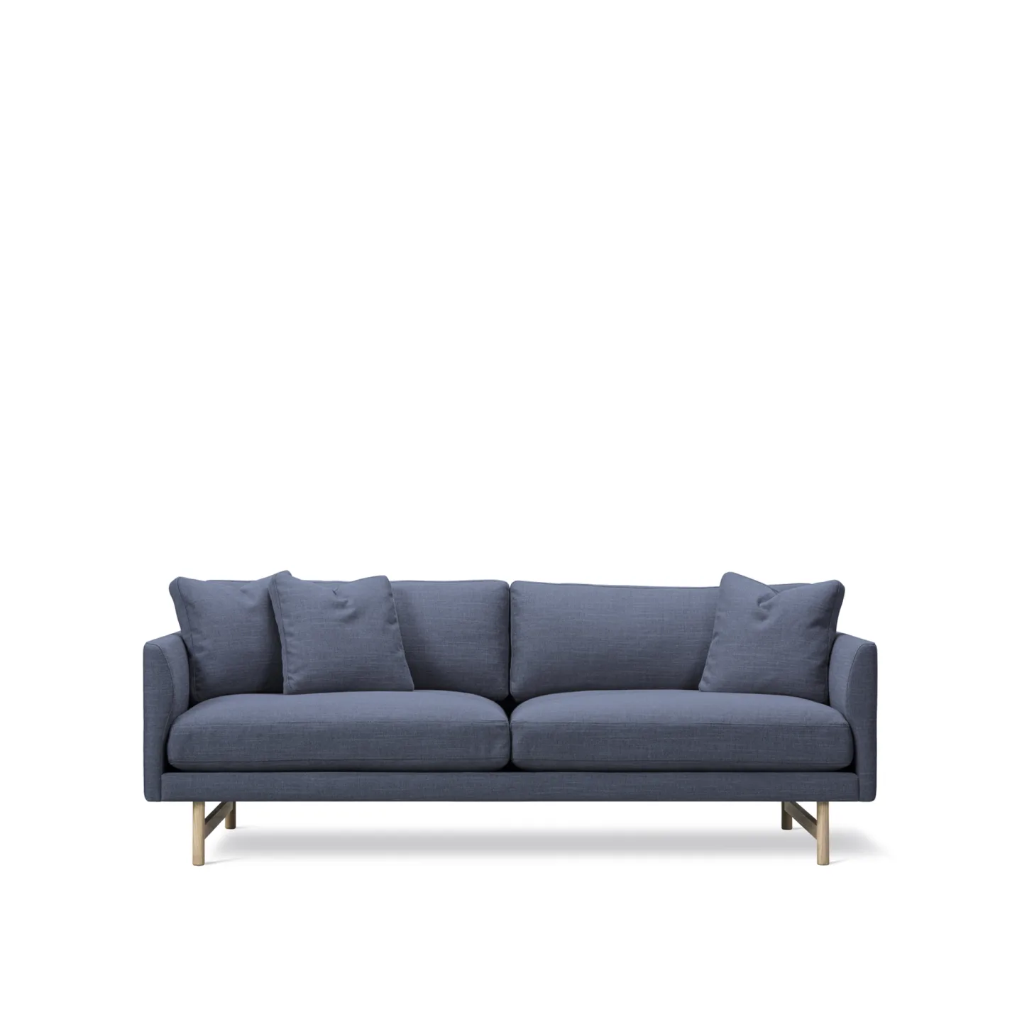 Fredericia Furniture - Calmo 2 Seater 95 Wood Base, Fabric 3 - Sunniva 783, Lacquered oak - Soffor - Hugo Passos - Blå