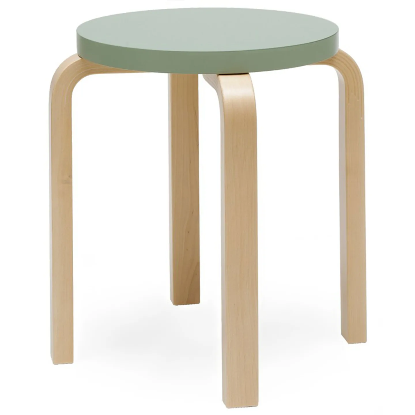 Artek - Pall E60, 4 ben, Klarlackade ben, Lackad grön sits - Pallar - Alvar Aalto - Grön - Trä