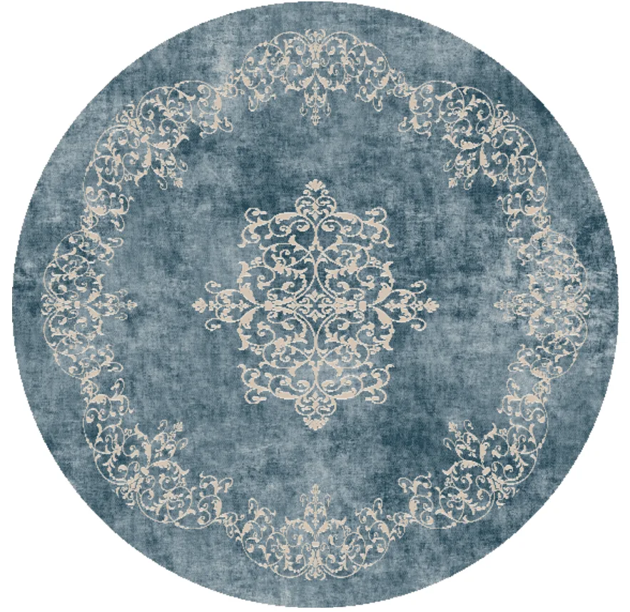 Rundt teppe - Santi (blå/beige) (Størrelse: Ø 120 cm)