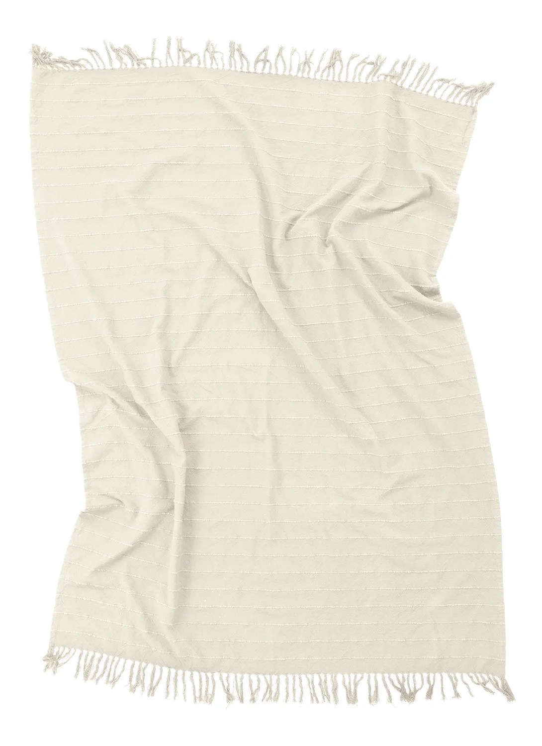 Pledd - Nalani cotton throw (krem) (Størrelse: 130 x 170 cm)