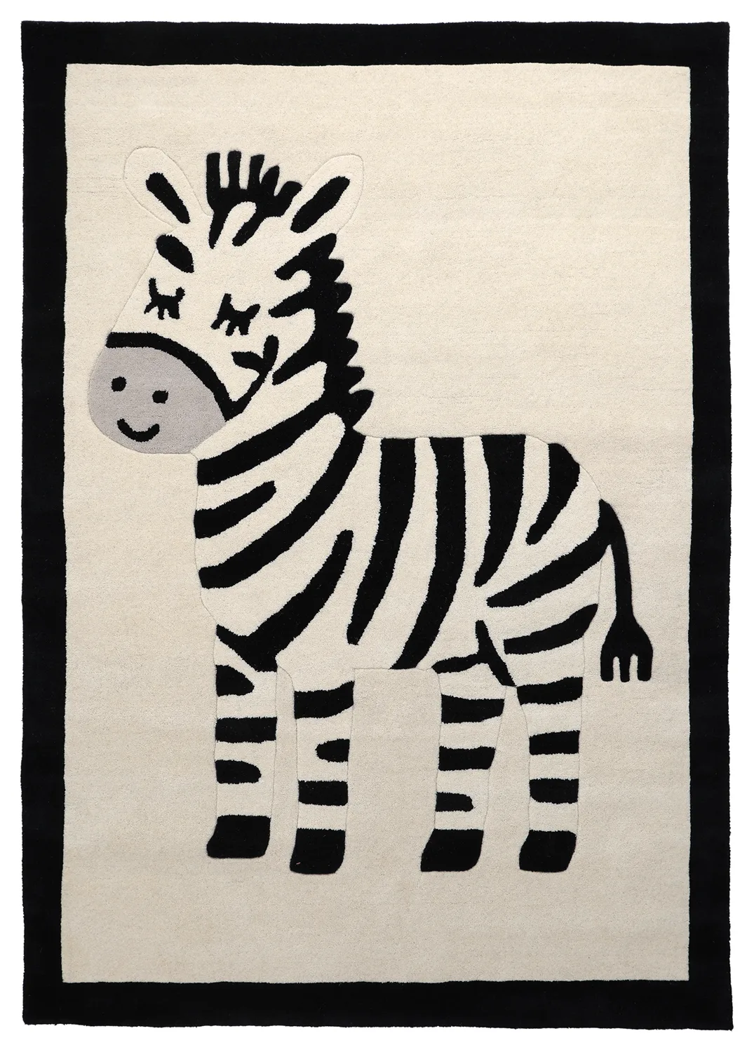 Barneteppe - Zebra Hand Tufted Wool Premium (beige/svart) (Størrelse: 160 x 230 cm)