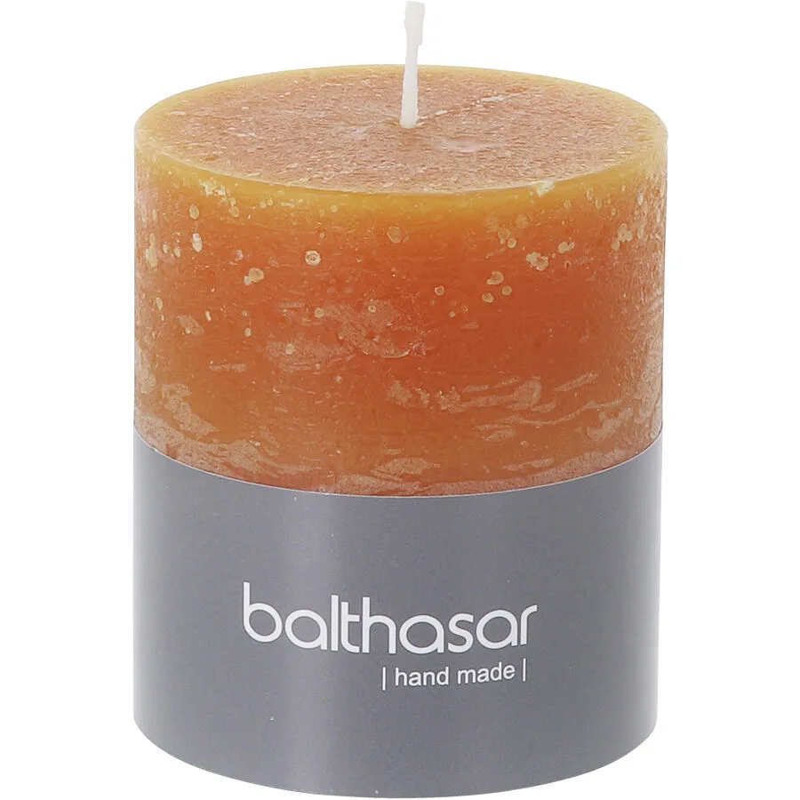 Balthasar Kerze Rustico kürbisorange H8 cm D7 cm, Brenndauer 35h - Material: Wachs