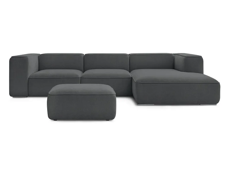 Ecksofa mit Hocker BOBOCHIC ZEPHYR Stoff mit Textur dunkelgrau