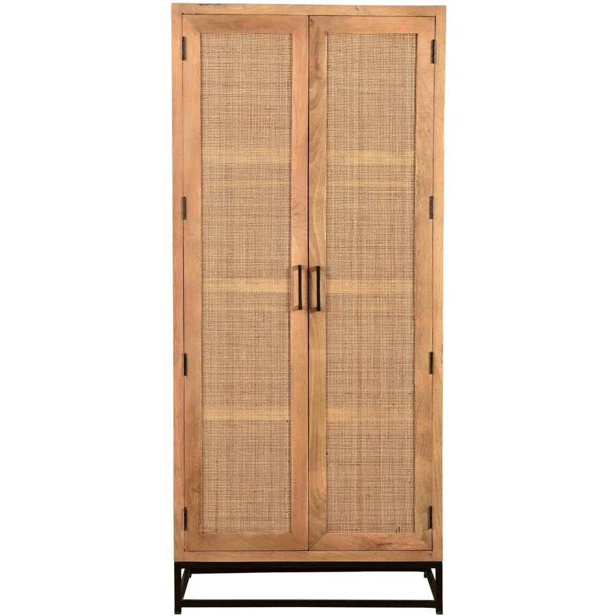 Garderobenschrank Umberto natur Mango, Rattan B 80 T 40 H 180 cm