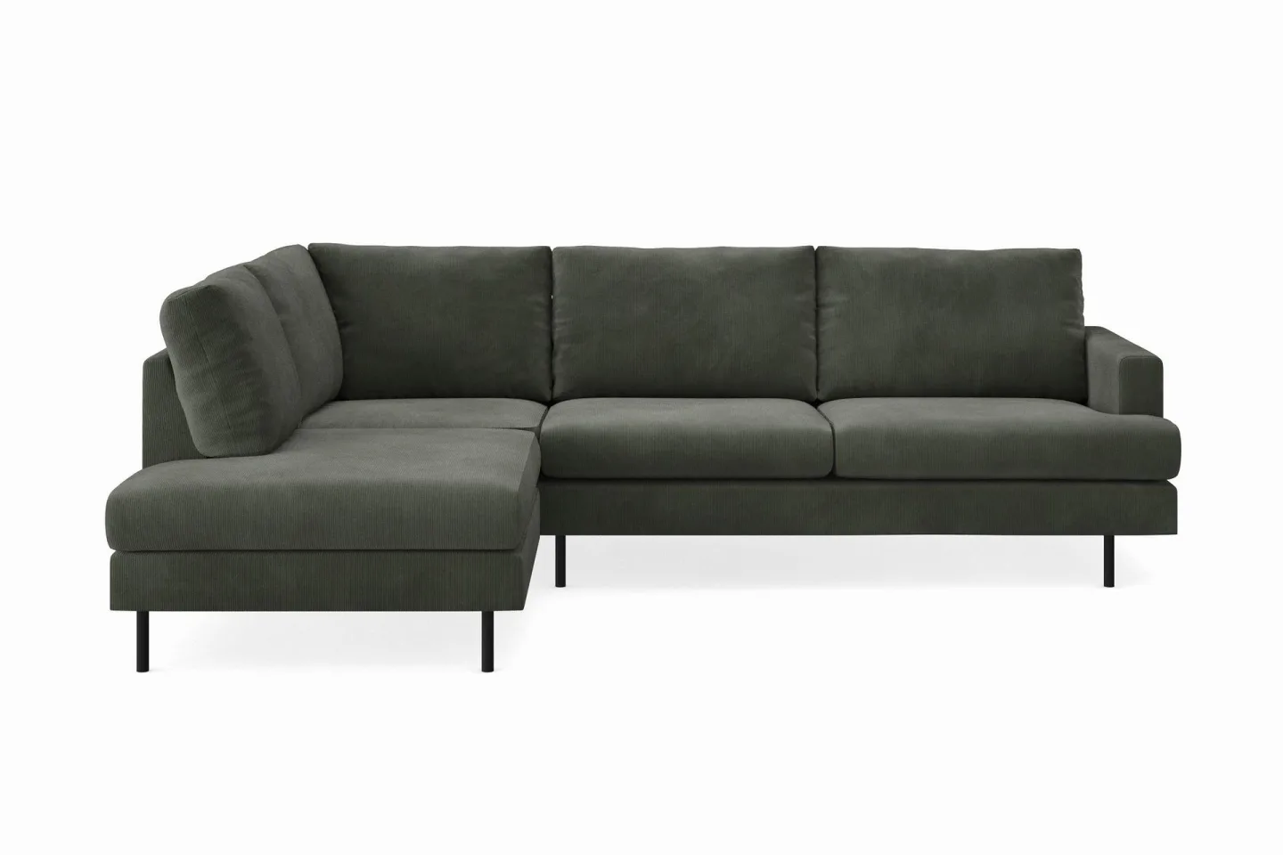 Menard Compact 4-sits Vänstervänd L-formad Schäslongsoffa i Manchester - Mörkgrön