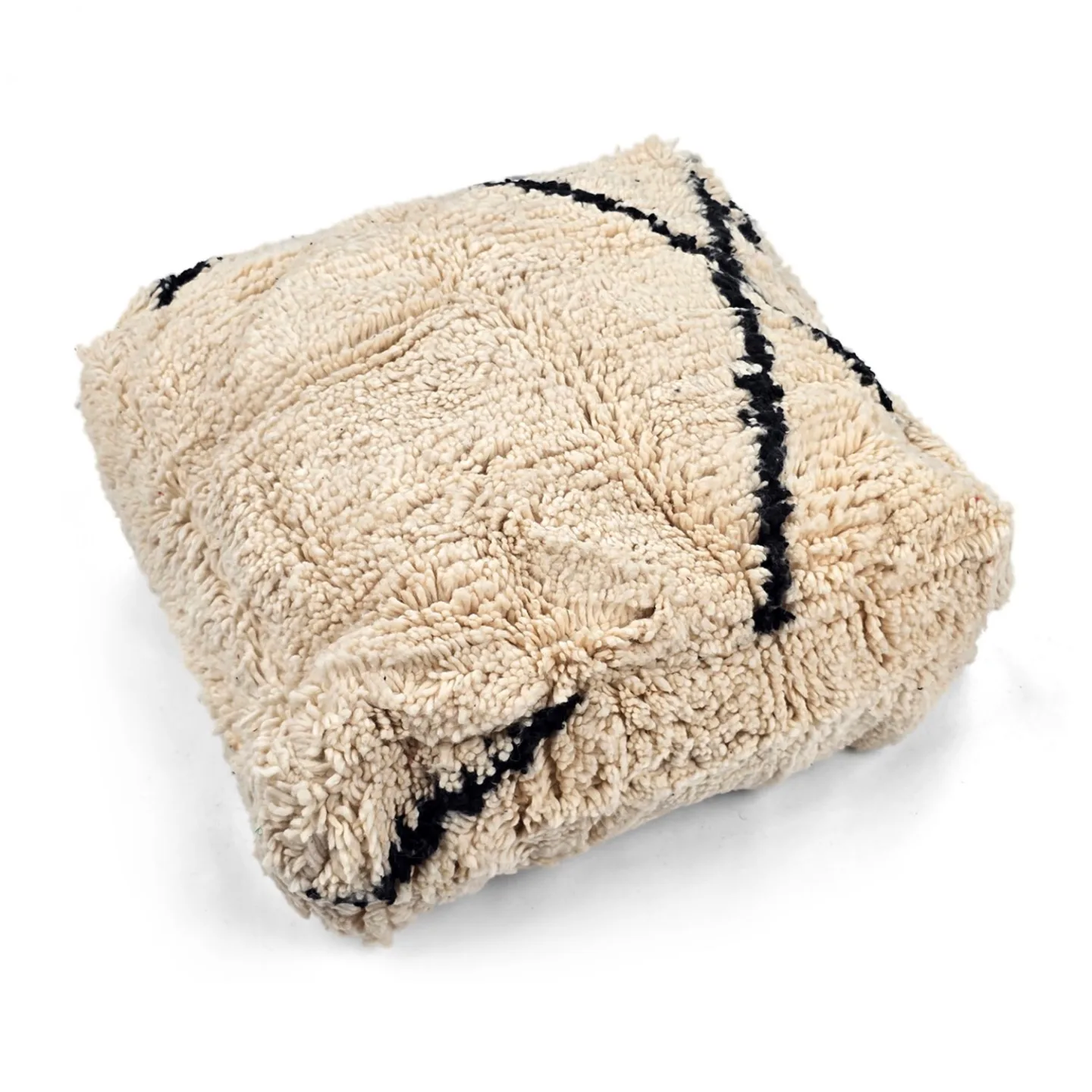 Sittepuff - Marokkansk Beni Ourain 038 (Størrelse: 60 x 60 cm)