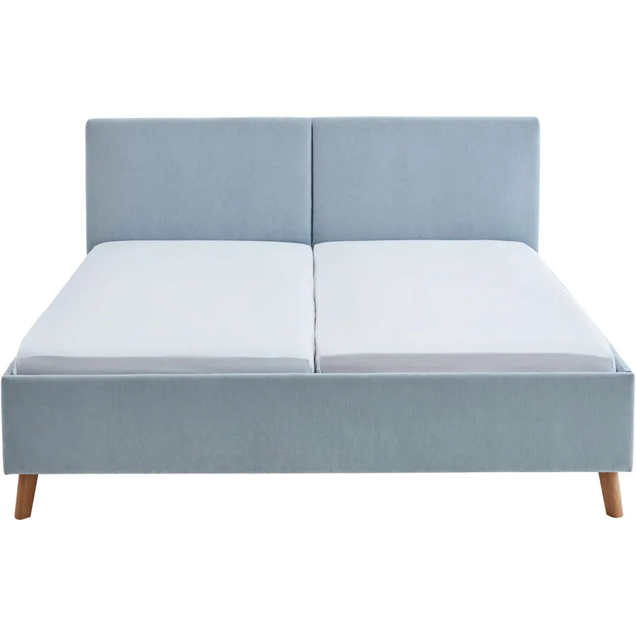 Bett Nola hellblau Stoff 180 x 200 cm