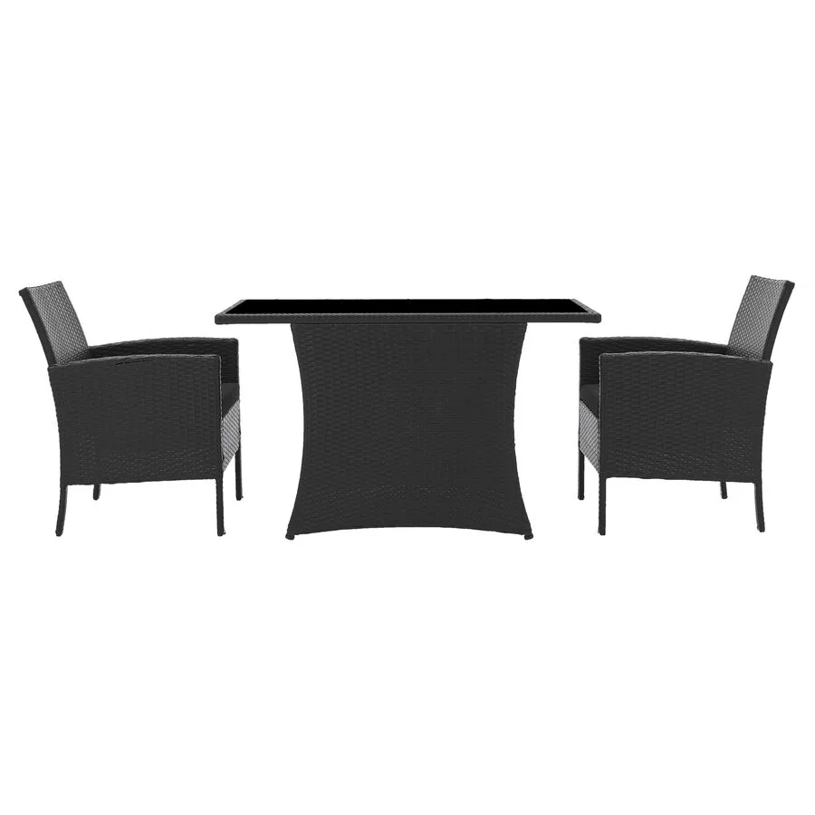Gartenmöbel-Set Eduardo schwarz Polyrattan B 66 T 120 H 71 cm