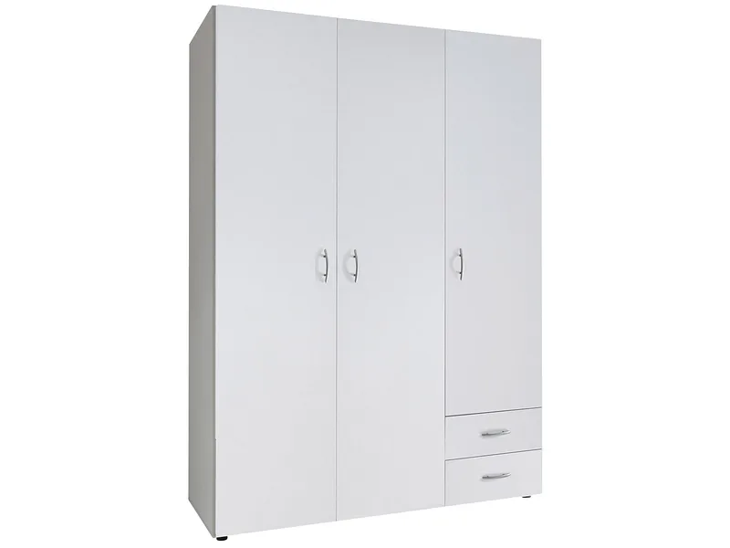 Drehtürenschrank BAKER weiss 3 Türen 2 Schubladen