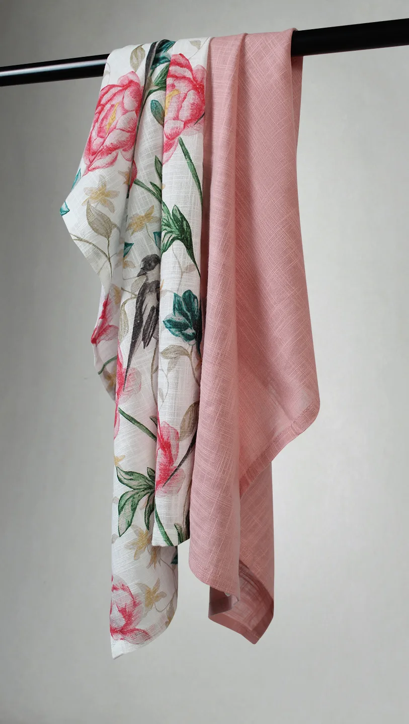 Kjøkkenhåndkle 2-pak - Gullan (rosa) (Størrelse: 50 x 70 cm)