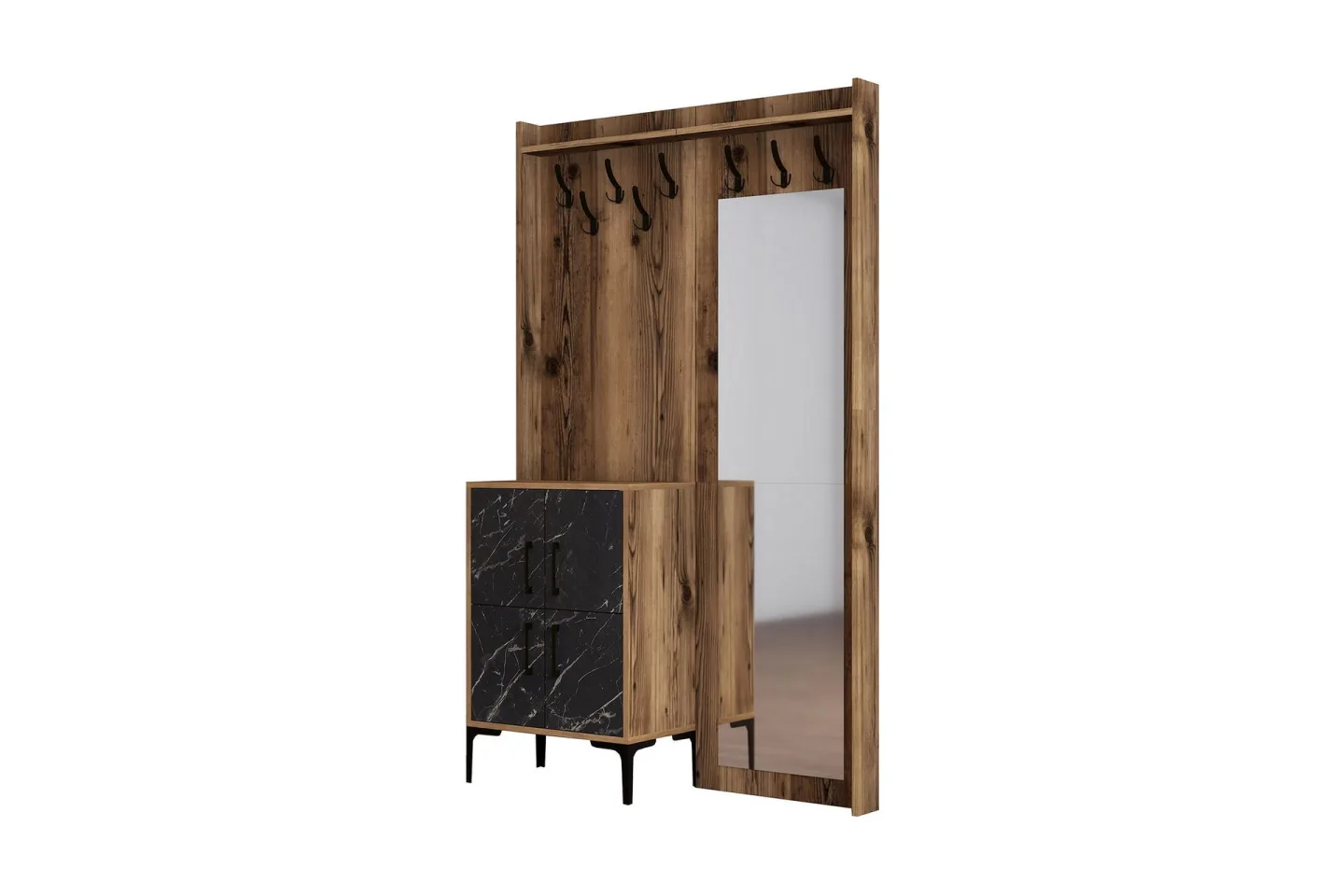 Retzow Hallmöbelset 120 cm - Mörkbrun/Svart