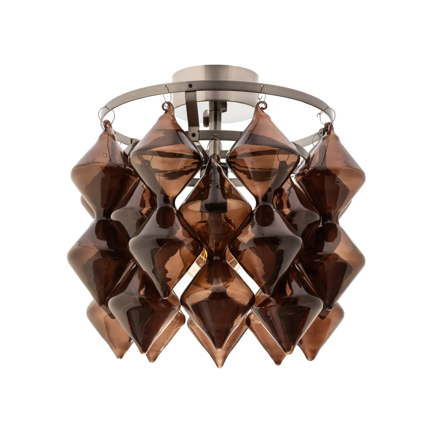 Gemma Deckenleuchte, braun, Glas, Stahl, E27 - By Rydéns - Wohnzimmer - Einflammig