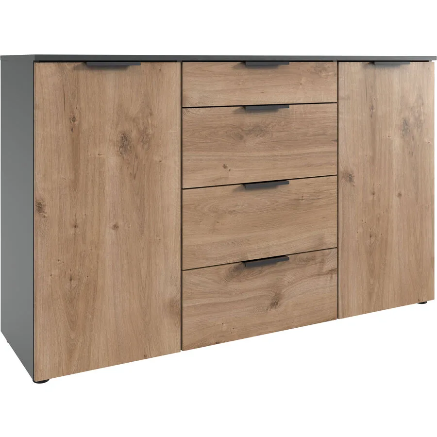 Kommode Sanko Plankeneiche/graphit Holzwerkstoff B 135 H 84 cm