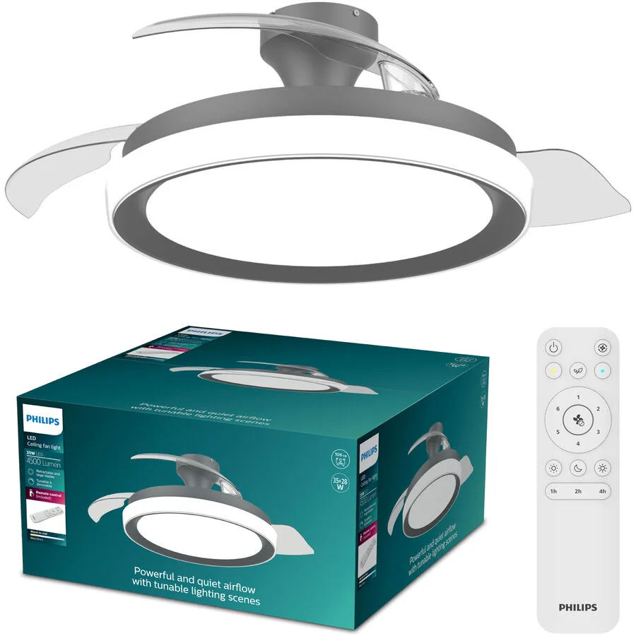 Deckenventilator mit Licht Bliss Philips Kunststsoff schwarz 28W Ventilator + 35W Deckenlampe - LED - LED Energiesparlampen