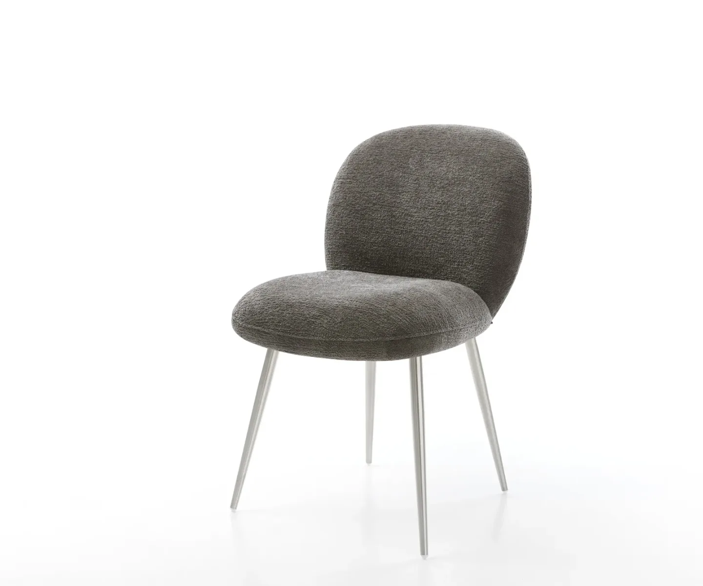 Esszimmerstuhl Nube-Flex Bouclé Soft Schlamm 4-Fuß konisch Edelstahl Taschenfederkern