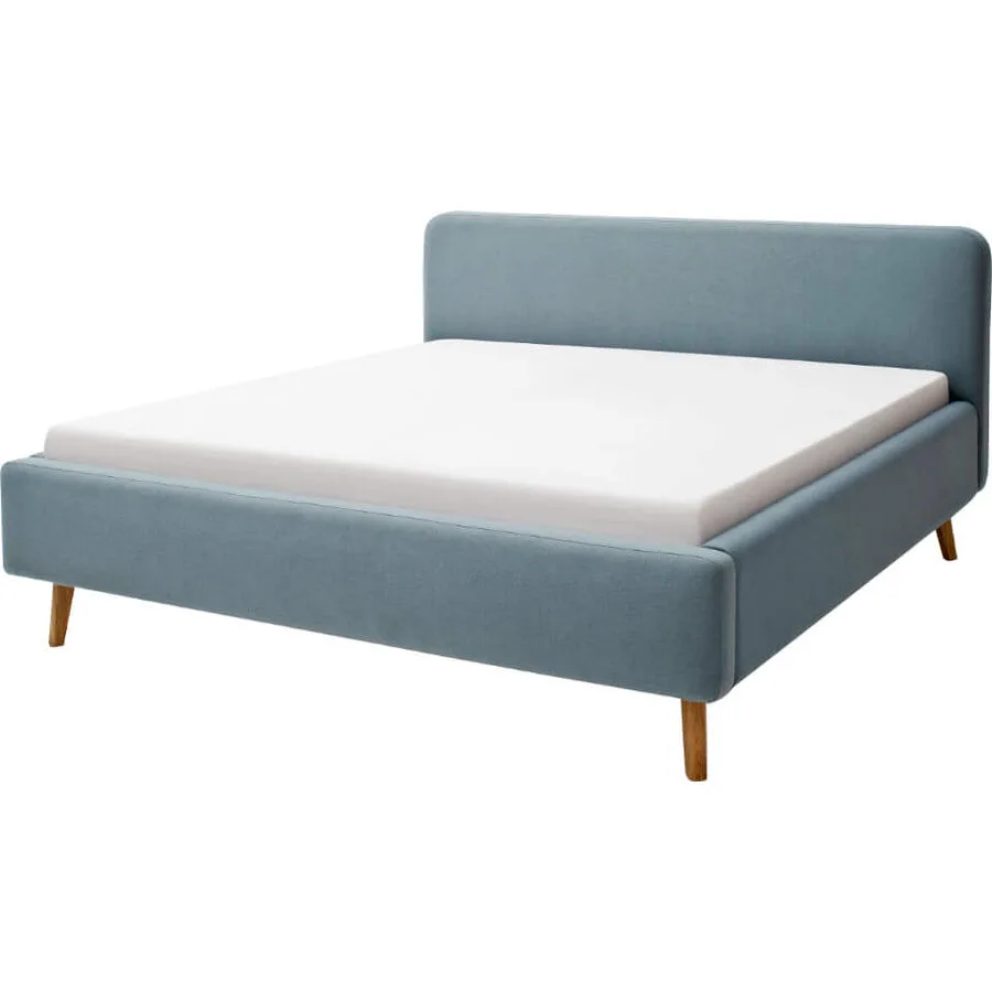 Bett Senja eisblau Stoff 140 x 200 cm