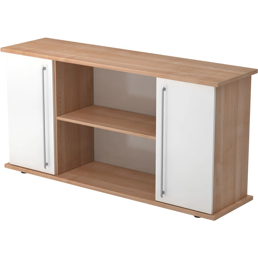 Sideboard Office Nussbaum, Weiss Holzwerkstoff B 166.1 H 84 cm