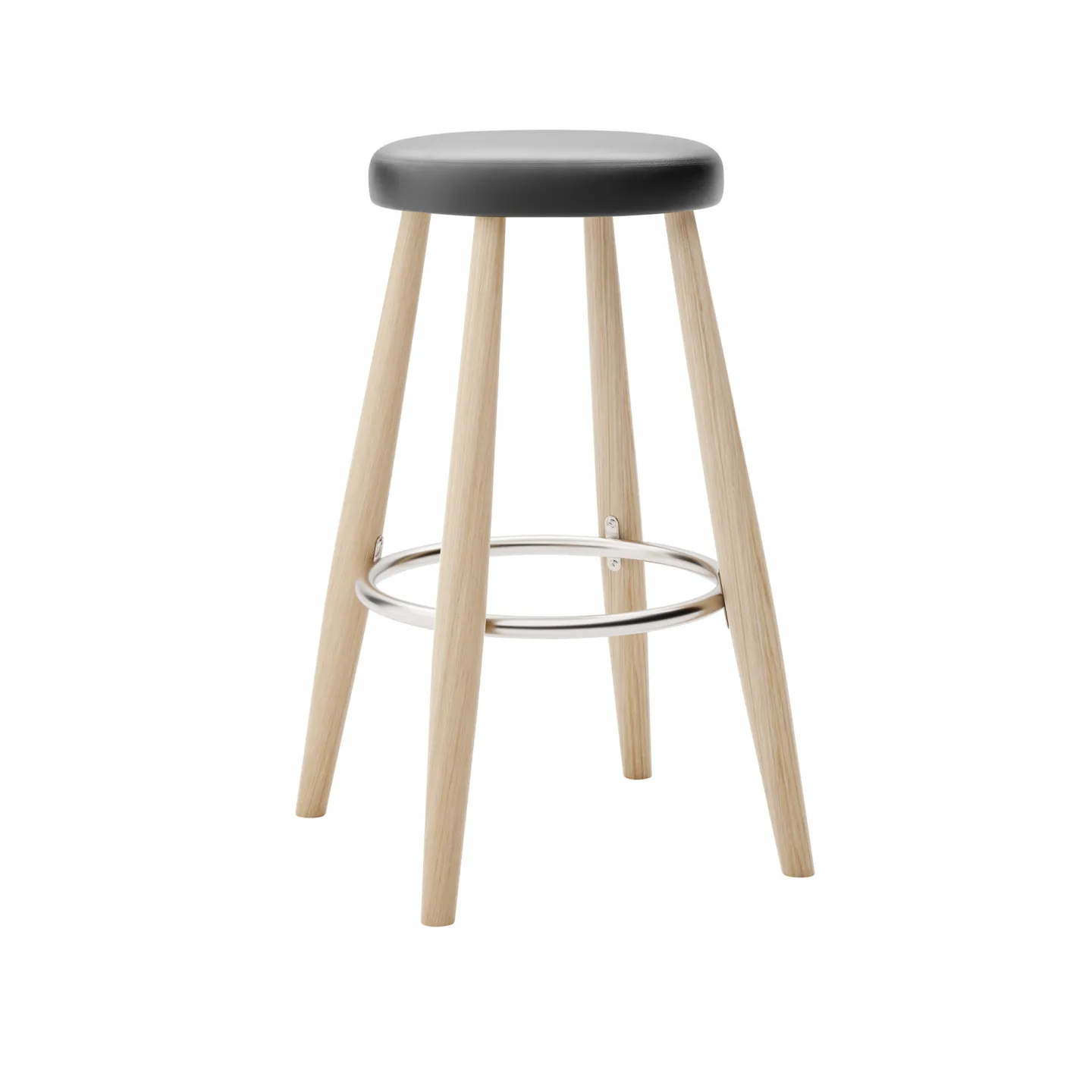Carl Hansen - CH58 Low Stool, Vitoljad Ek, Lädergrupp C Sif - 98 - Barstolar - Hans J. Wegner - Träfärgad - Läder/Metall/Trä