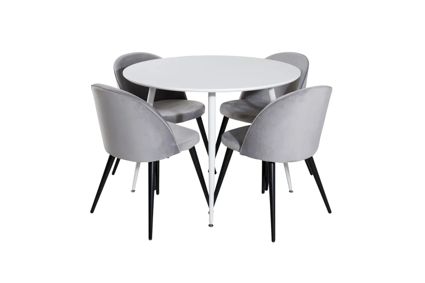 Plaza Matgrupp 100 cm Rund med 4 Velvet stolar - Svart