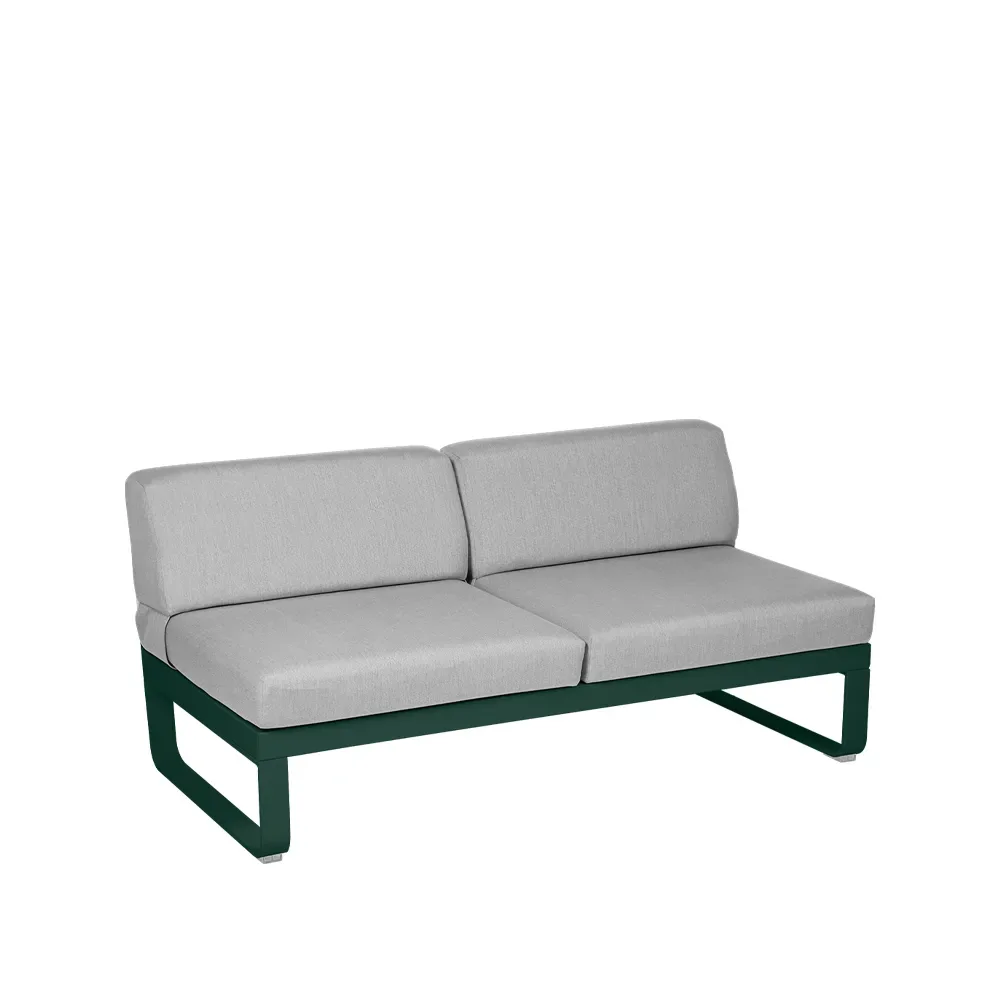 Fermob Bellevie Central modulsoffa 2-sits Cedar green (grön), flannel grey dyna