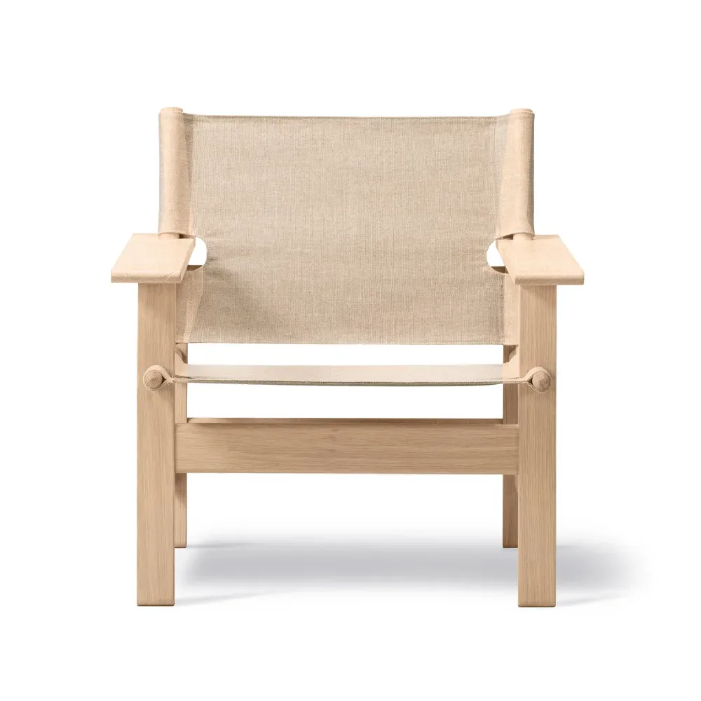 Fredericia Furniture Canvas Chair Sessel Canvas natur-Seifengeölte Eichenstativ