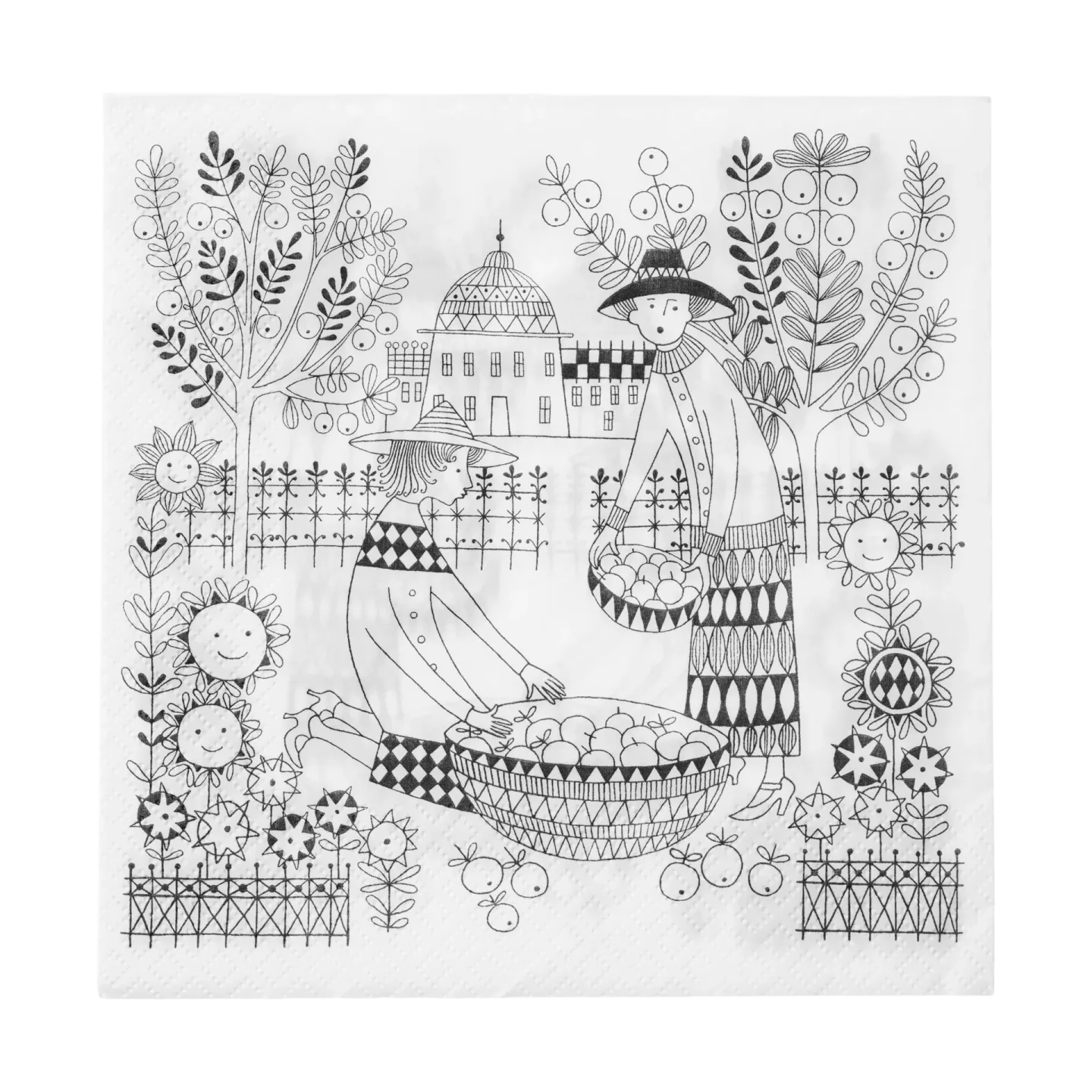 Arabia Emilia Papierservietten 33x33 cm 20er-Packung Schwarz-weiß
