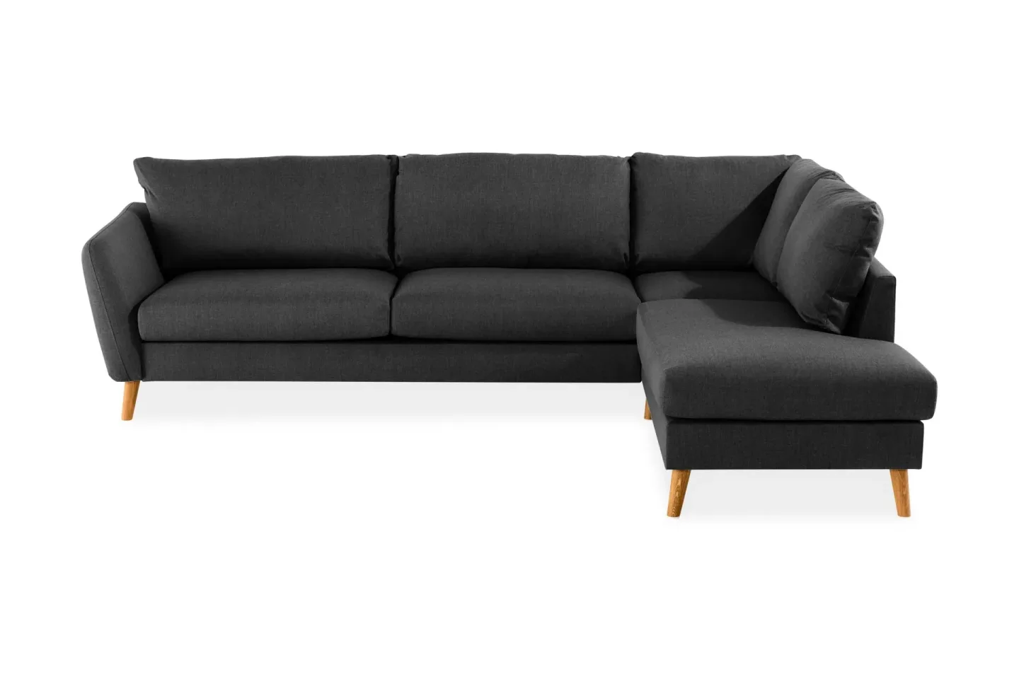 Trend 4-sits Högervänd L-formad Schäslongsoffa i Tyg - Svart