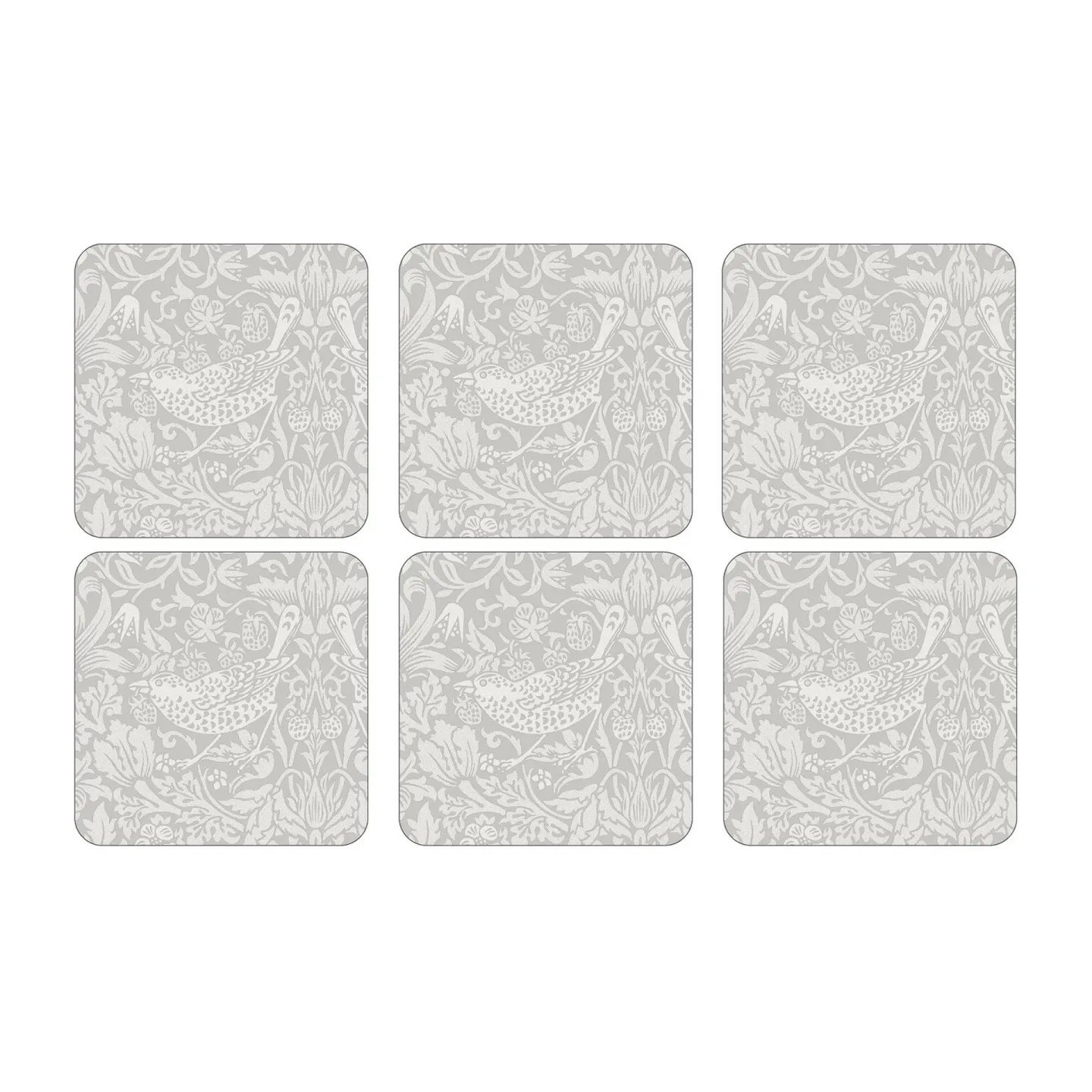 Pimpernel Strawberry Thief Glasuntersetzer 6er Pack Grey