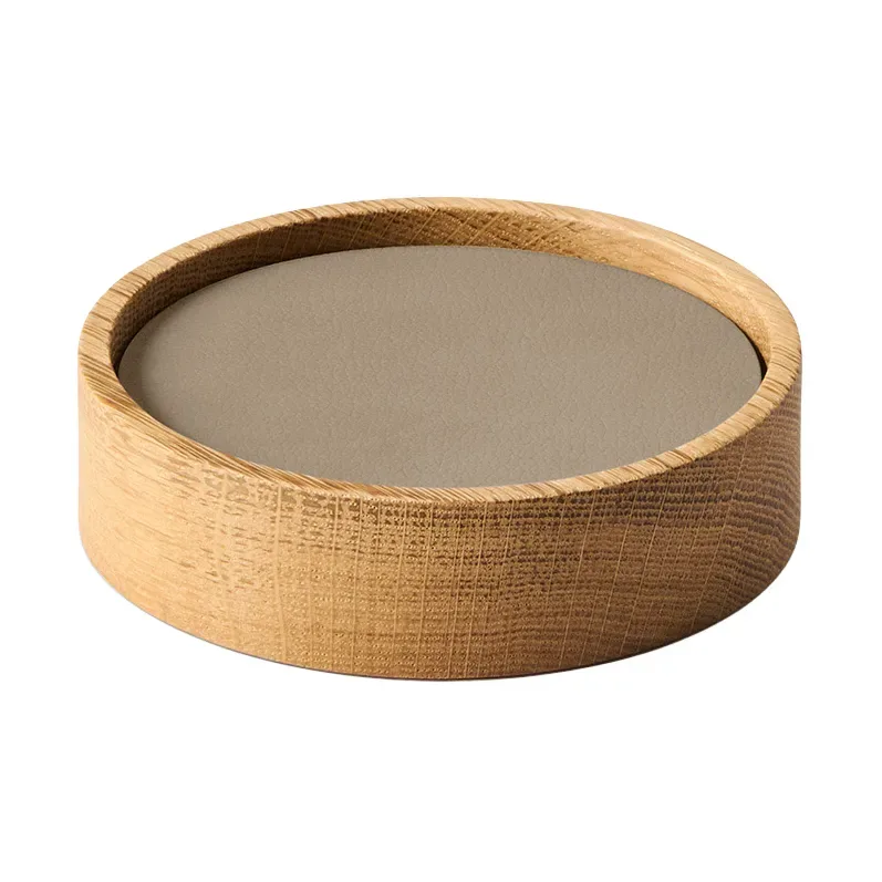 LIND DNA Wood Box Glasuntersetzer Set Nature-oak, rund, S, Nupo clay brown, 9-teilig