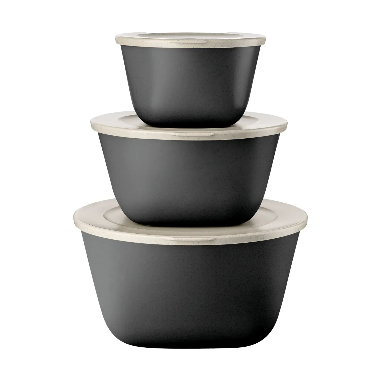 Koziol Connect Stockholm Schüssel+Deckel 3-teilig biozirkulärer Thermoplast Nature ash grey