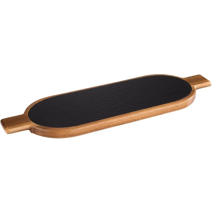 APS Servierbrett Adhoc braun/schwarz Holz/Schiefer B 40 T 15 cm