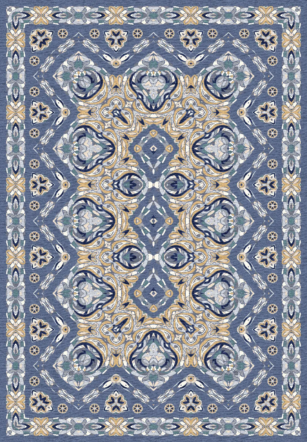 Wilton-teppe - Henrietta (blå) (Størrelse: 160 x 230 cm)