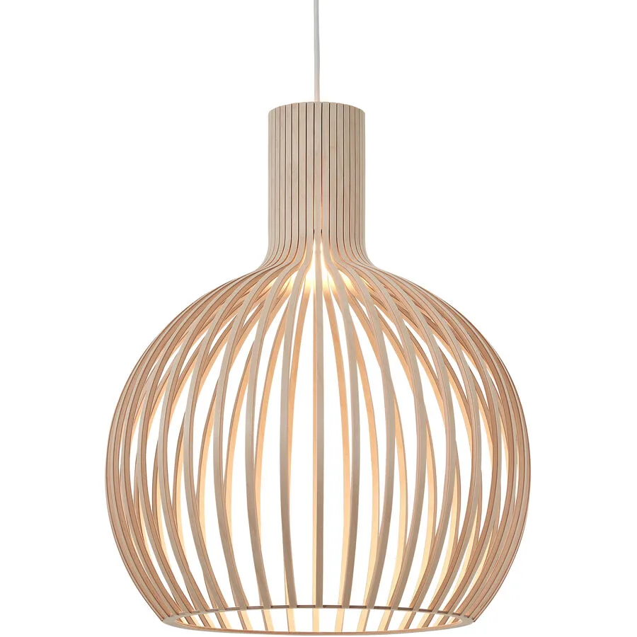 Secto Design Pendellampe Octo Small Beige Holz 45 cm 55 cm - Farbe: natur - LED - Lichtfarbe: Warmweiss - Material: Birke - Pendellampe- LED