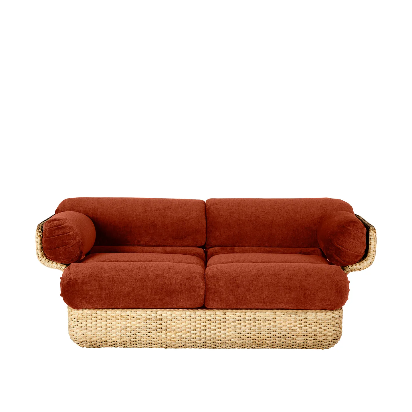Gubi - Basket Sofa - Fully Upholstered, 2-seater Rattan Belsuede Special FR 133, Dedar - Soffor - Joe Colombo - Brun