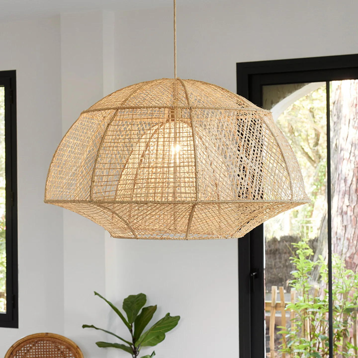 Odyssée Hängeleuchte, Palmfaser, Ø 78cm - MARKET SET - Wohnzimmer - Design - Einflammig