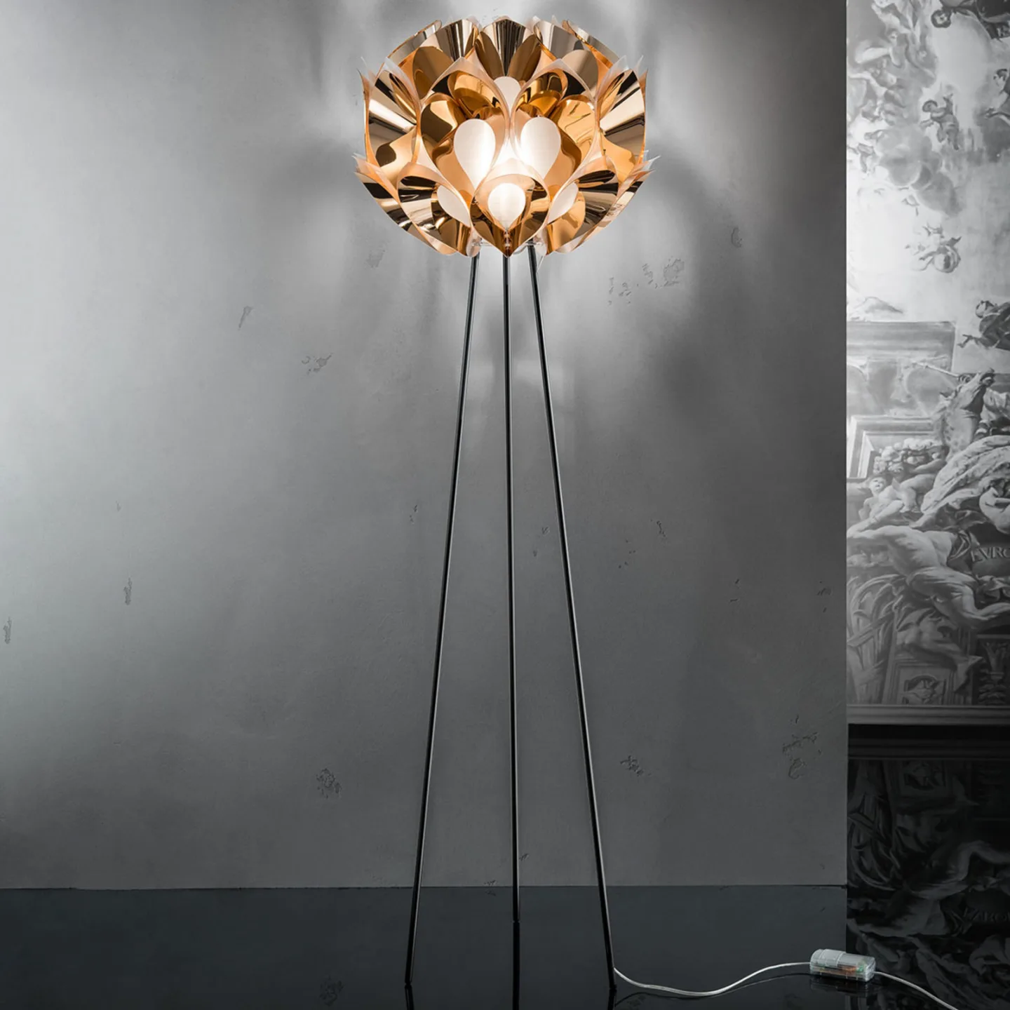 Flora Designer-Stehlampe, kupfer - Slamp - Wohnzimmer - Kunststoff - Mit Schirm