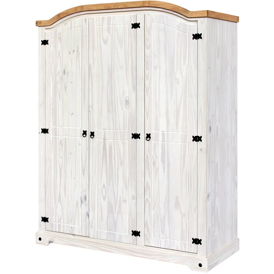 Kleiderschrank Cruz weiss lasiert Holz B 150 cm