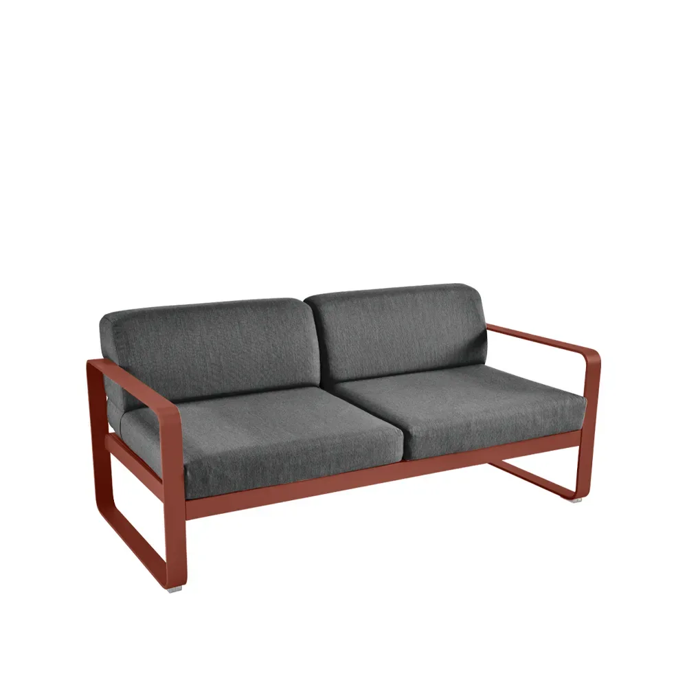Fermob Bellevie 2-sits soffa Red ochre (röd), graphite grey dyna