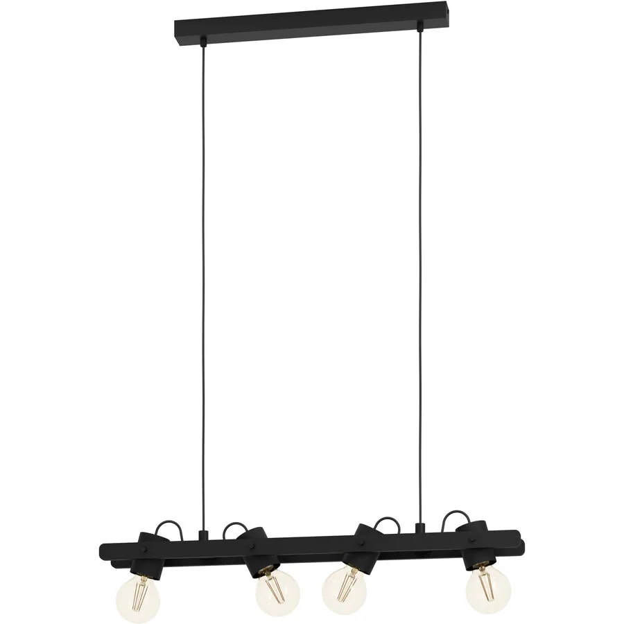 Eglo Pendellampe Plimsoll Schwarz Stahl/Holz 9.5 cm 110 cm - Material: Holz/Stahl