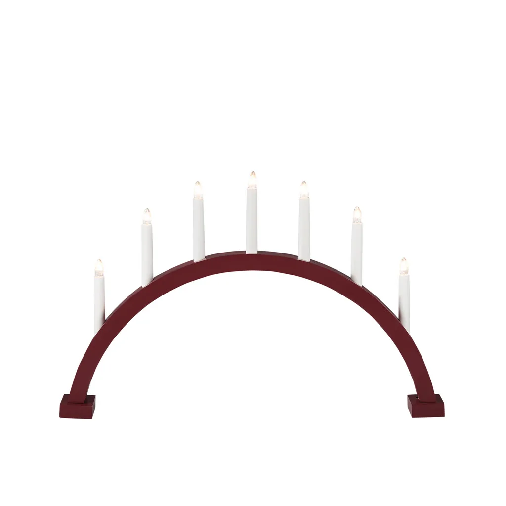Konstsmide - Båge 7ljus - Adventsljusstake - Matt Mörkröd